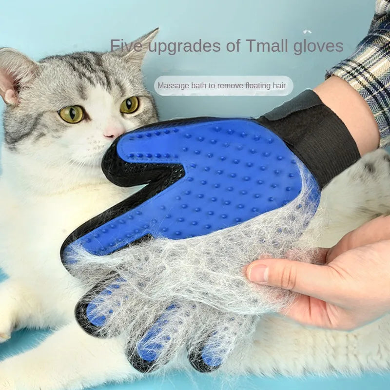 Guantes de silicona para el aseo de mascotas, cepillo para el pelo de gatos y guantes de peine para bañar a los perros, limpieza, depilación para perros, suministros para el uso de animales