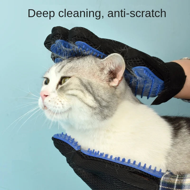 Guantes de silicona para el aseo de mascotas, cepillo para el pelo de gatos y guantes de peine para bañar a los perros, limpieza, depilación para perros, suministros para el uso de animales