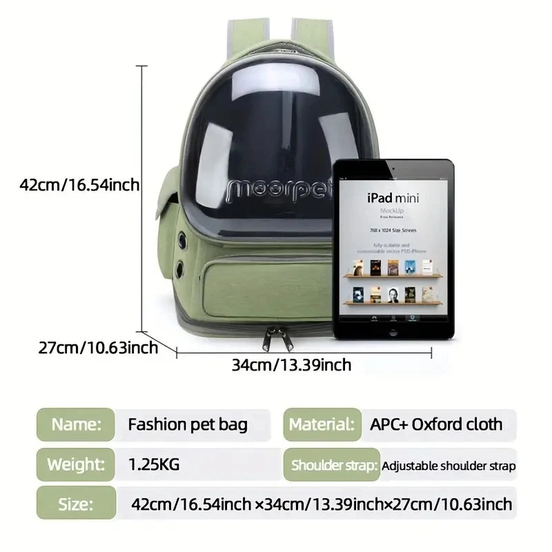 Mochila portátil para mascotas - Bolsa de burbujas transpirable, cómoda y elegante para gatos y perros