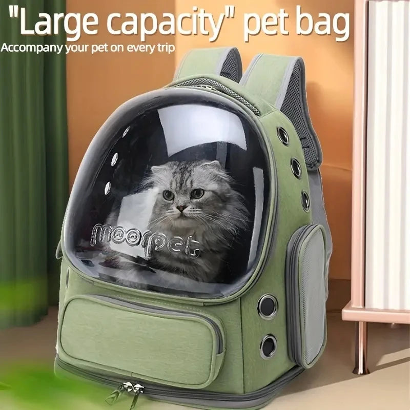 Mochila portátil para mascotas - Bolsa de burbujas transpirable, cómoda y elegante para gatos y perros