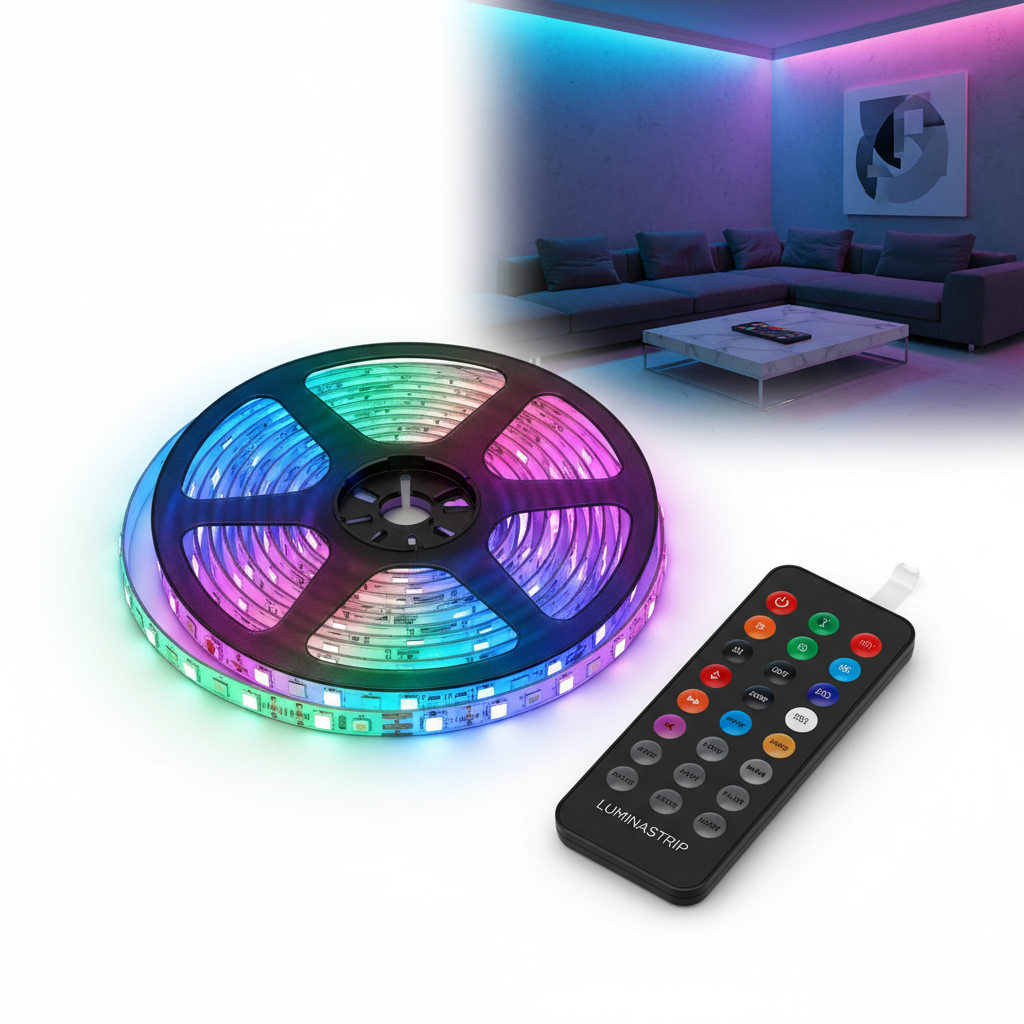 Tira LED RGB con control remoto para decoración del hogar