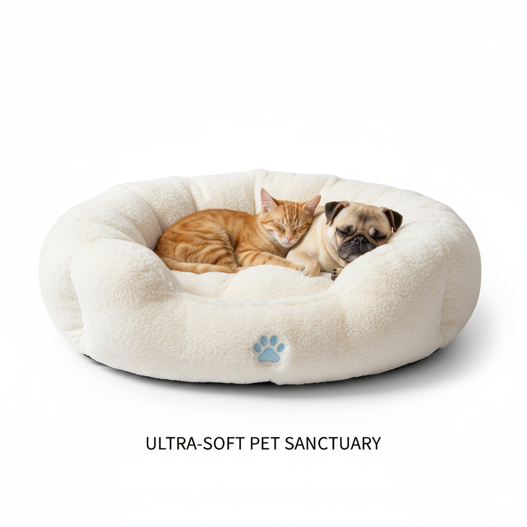 Cama redonda suave para mascotas